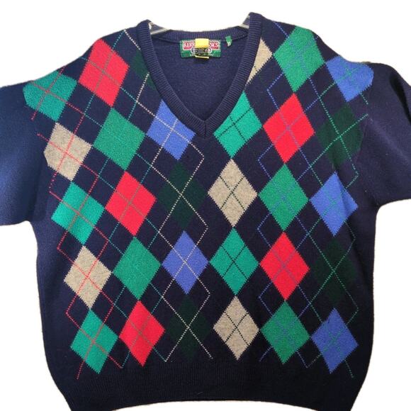 Vintage Kerry Classics Wool Argyle Sweater β Menβs XL β V-neck β Ireland β Golf - Picture 5 of 9